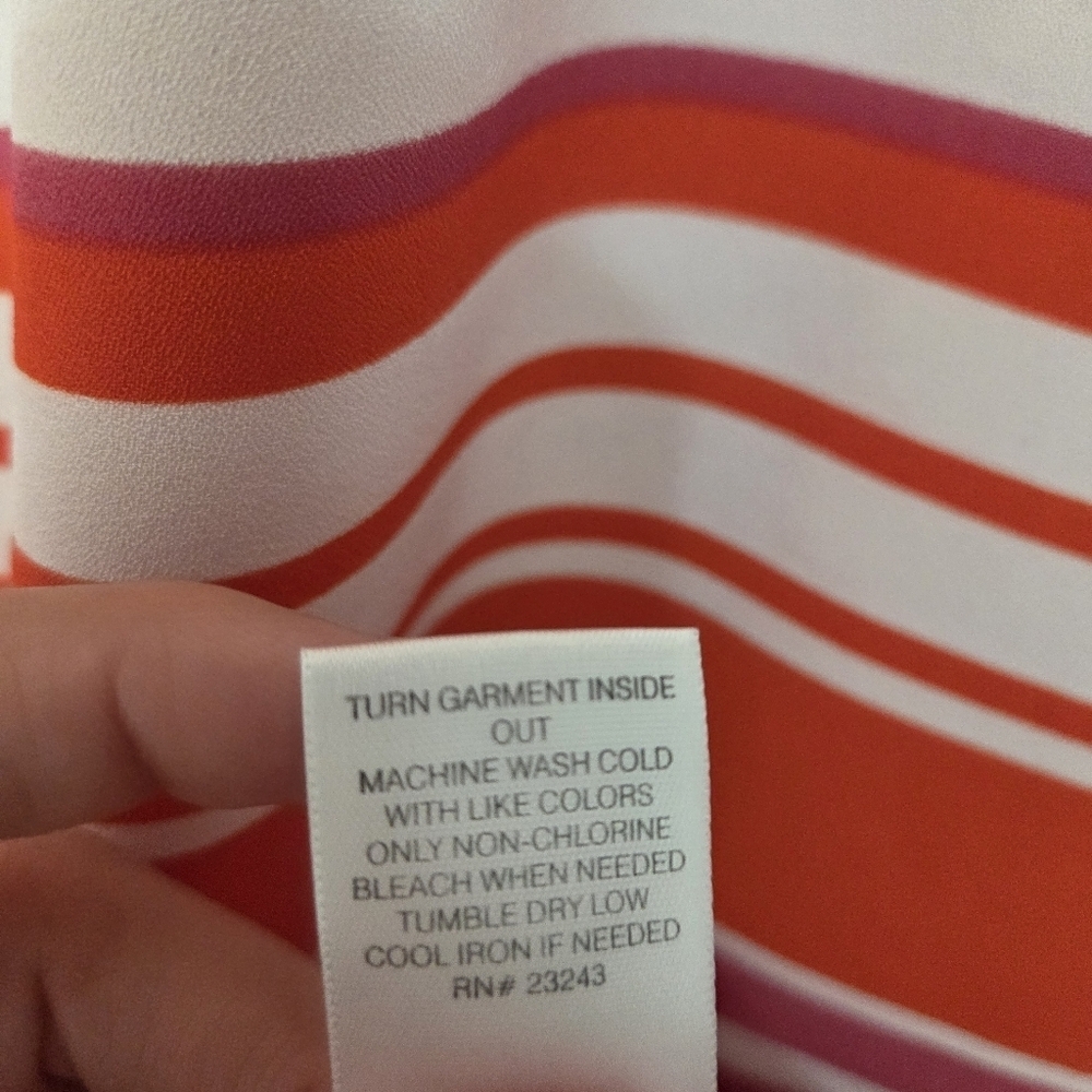 New York & Company Stretch Red White Purple Stripe Short Sleeve Dress Size XS - Picture 6 of 7